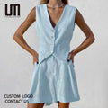 Liu Ming Custom Logo New Wholesale Summer Women Casual Sleeveless Vest and Shorts Two Piece Set