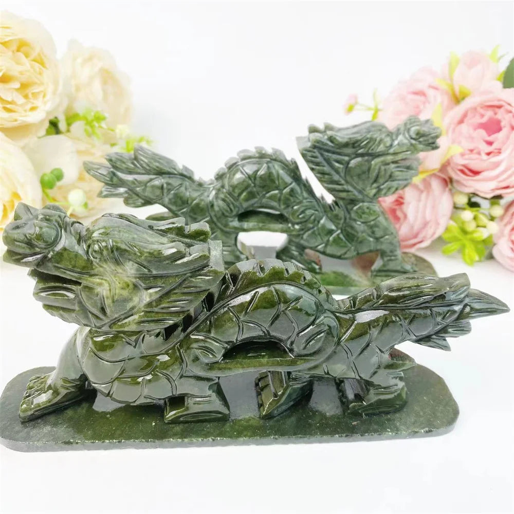 New Arrival Crystal Spiritual Energy Sculpture Xiuyan Jade Dragon for Souvenirs