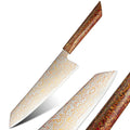 Amber Custom Japanese Rainbow VG10 Copper Damascus Chef Knives with Lacquer Art Wooden Handle