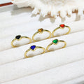 Factory Direct Sale Cheap Price Heart Shape Stone Gold Silver Rings Black Onyx Green Jade Ruby Adjustable Ring for Women Gift