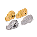 J&D Waterproof Stainless Steel 18K Gold Plated Women's Earrings Trendy Irregularity Asymmetry Bezel Setting for Wedding Gift