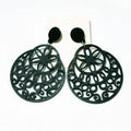 African Afro Jewelry Women Flower Pattern Wood Teardrop Earrings Studs