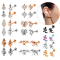 Set 10 Small Animal Gecko Square Crystal Tragus Ear Piercing Stainless Steel Daith Earring Helix Cartilage Gift Tongue Rings
