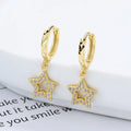 American European 925 Sterling Silver Hollow love Heart Star Zircon Gold Plated Hoop Earrings for Women Valentine's Day