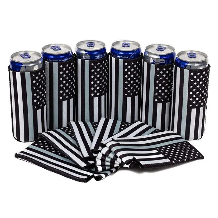 Custom 16oz  Beer Can Cooler Sleeve American Flag Neoprene Can Coozies