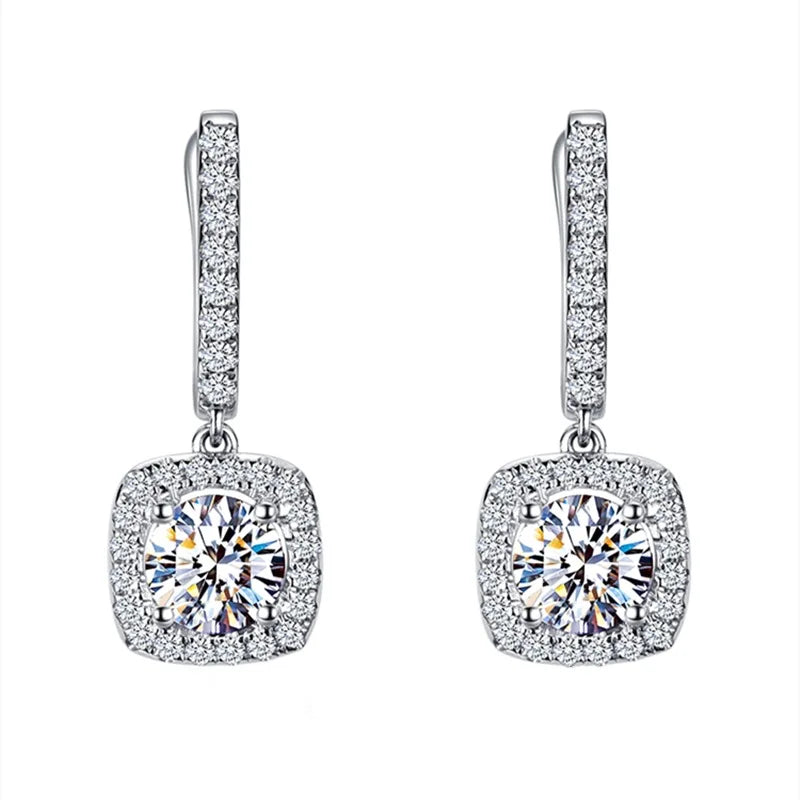 Brincos Shiny Iced Out Crystal Diamond Silver Plated Jewelry Stud Stone Hoops Earring Clip on Earrings Women MegaBDM
