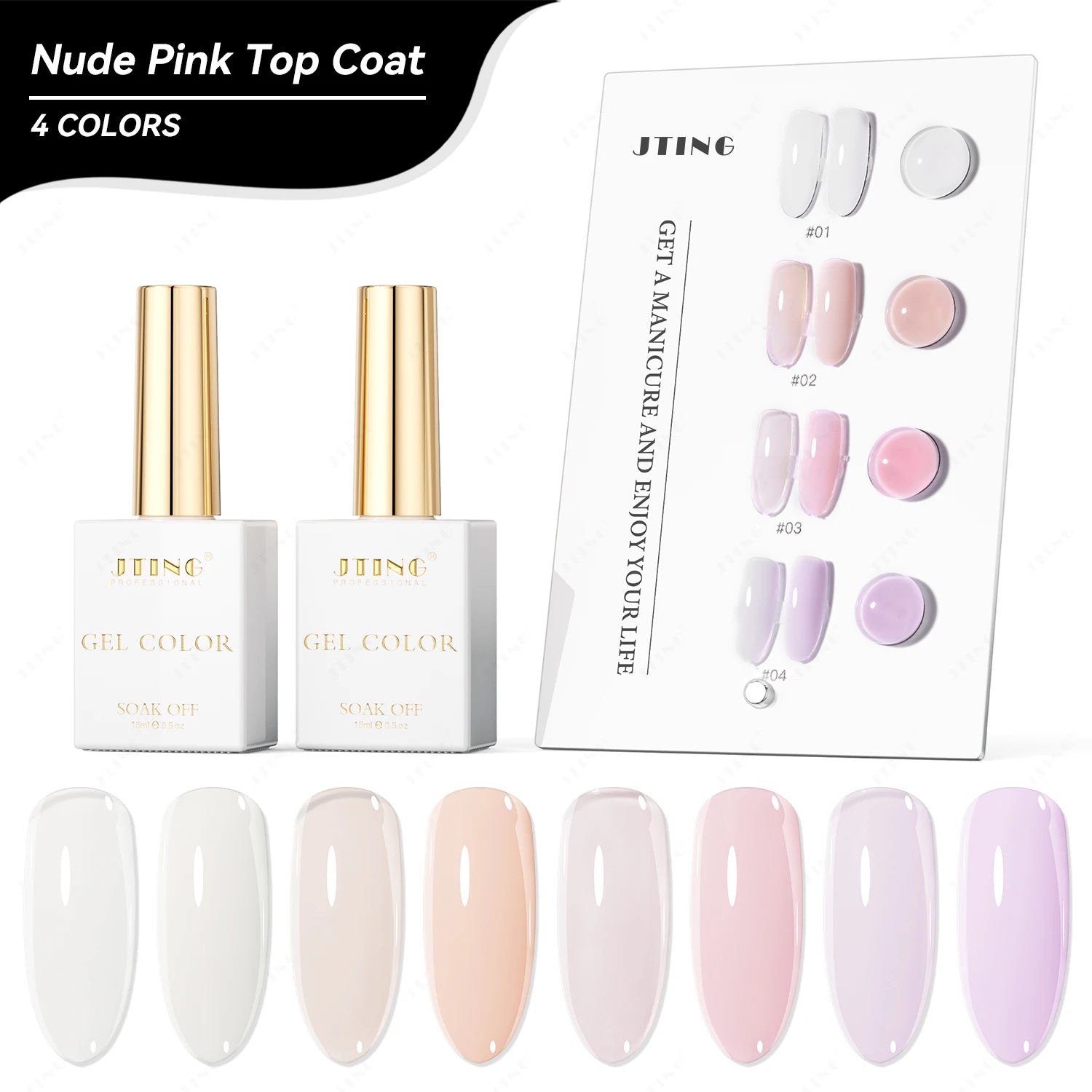 JTING New Arrival High Quality 4 Colors 15ml Nude pink Top Coat Gel Polish Bottle ODM Design Private Special Brand