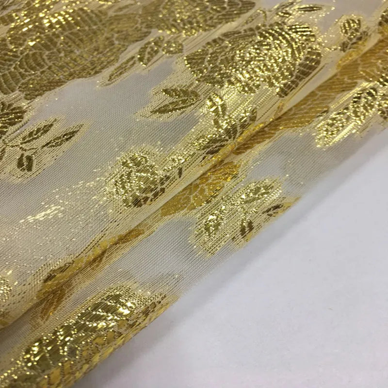Clipping Jacquard Chiffon Filamentary Silver Gold Lurex Thread Fabric Anti-static Suit Garment Wedding Upholstery Lining Curtain