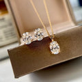 Aimgal Fine Jewelry 925 Silver Plated 18k Gold Chain 1.25ct 8A High Carbon Lab Grown Diamond Luxury Necklace Earrings Set