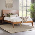 Luxury Italian Modern Design Queen and King-Size Wooden Beds Solid Oak Pine Wood with Upholstery for Hotels and Home Use