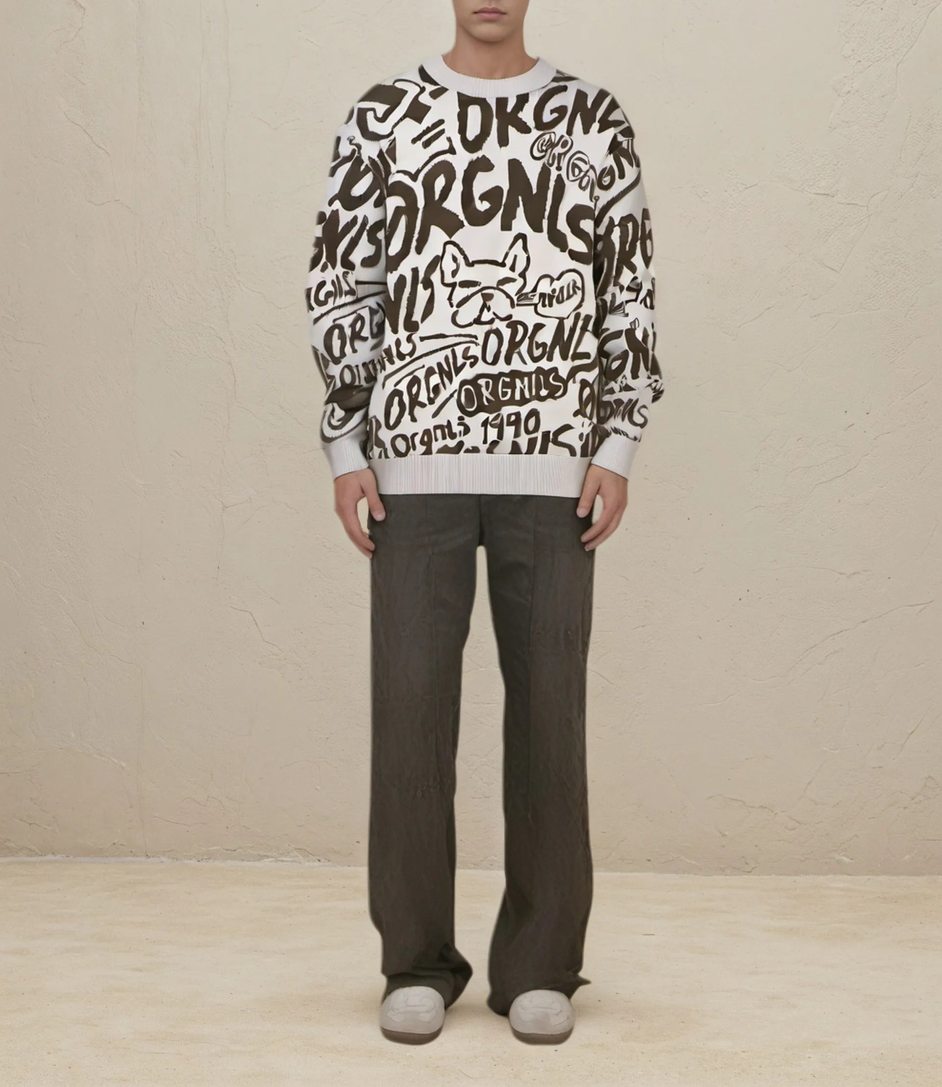 Wholesale Custom Loose Pullover Letter Print Street Style ODM Supply Men's Hip Hop Knitted Sweater