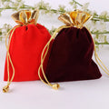7*9cm Soft Velvet Jewelry Pouches Party Drawstring Present Bags with Gold Drawstrings Velvet Container for Luxury Touch