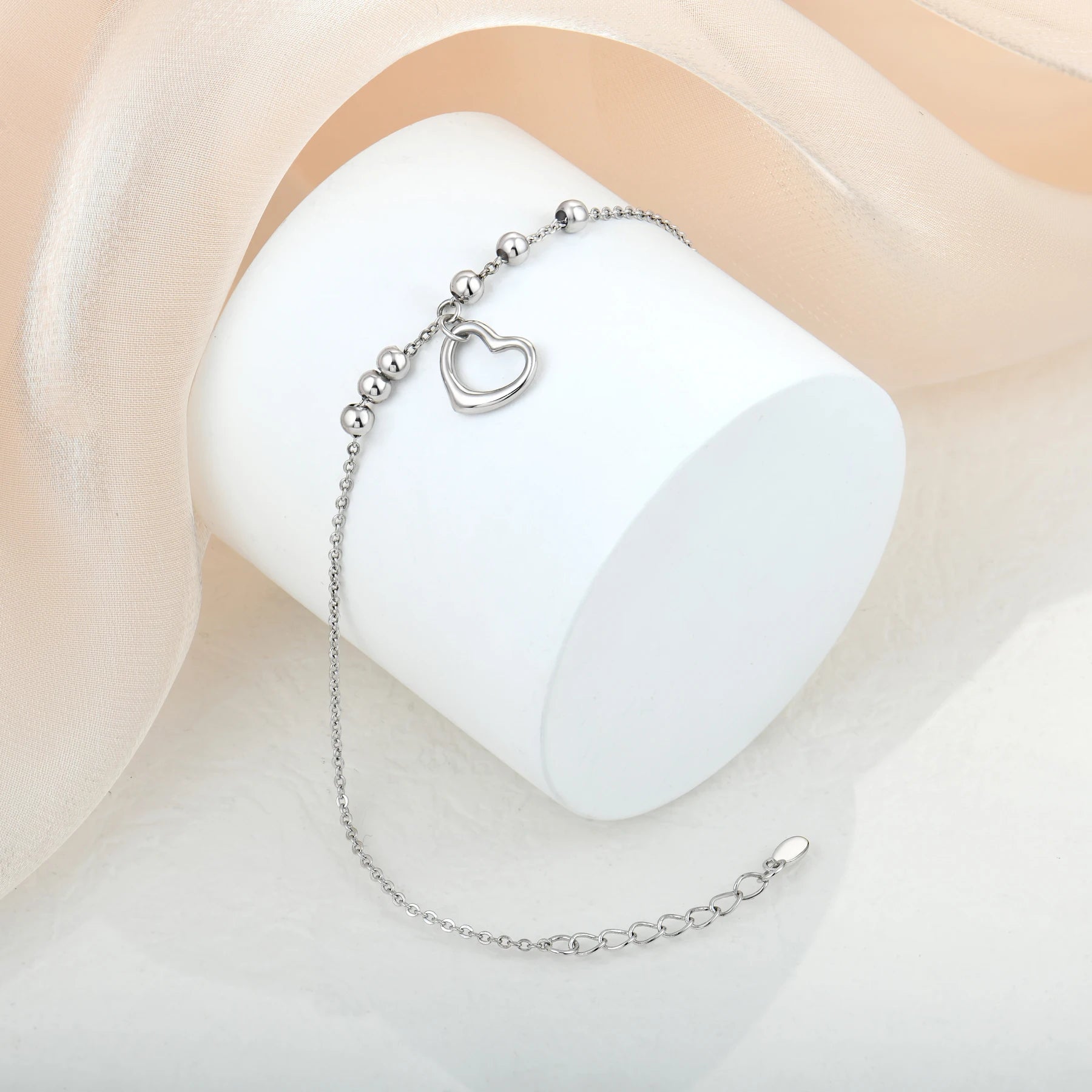 Valentine's Day Jewelry Ball Heart Charm Adjustable Chain Bracelet Heart Lock Pendant Bracelet Women's Jewelry
