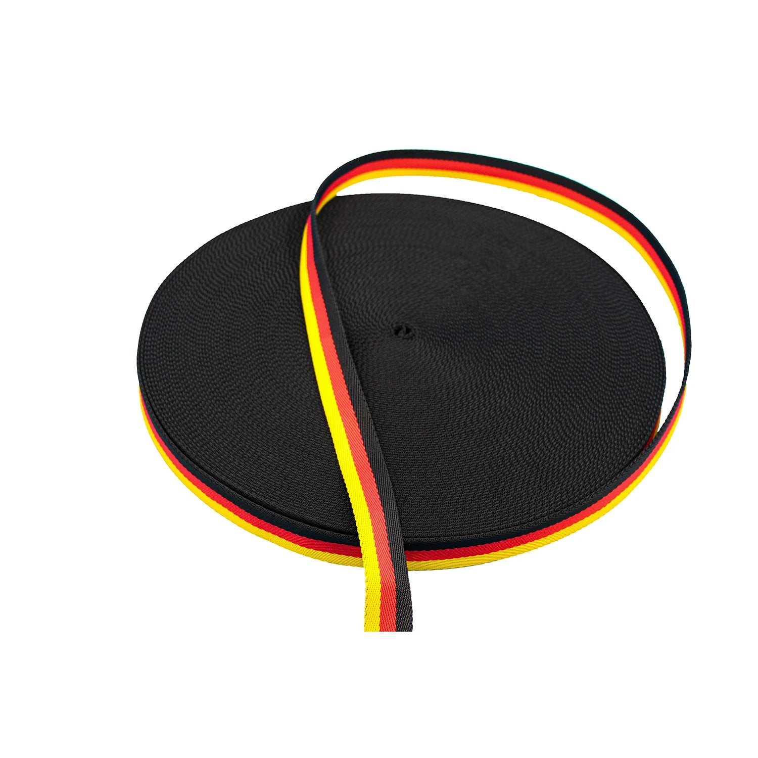 Manufacturer Customized Polyester Three Twill Webbing Red Yellow and Black Twill Webbing 100% Polyester Customized Colors