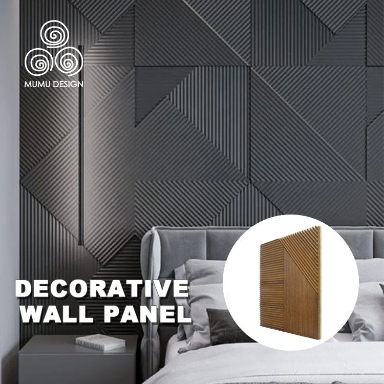 MUMU 3D Classic Version Slats Eco Decorative Wave Facade Interior Living Room Wood Wall Cladding Panel