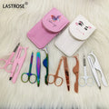Private Label Stainless Steel PU Packaging Eyelash Applicator Tweezers Volume Lash Tweezers Eyebrow Scissor Tweezers Set
