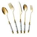 Manufacturer Low Price Stainless Steel Cutlery Set With White Ceramic Handle Fork and Spoon Gold Kitchen Cutlery Set for Wedding