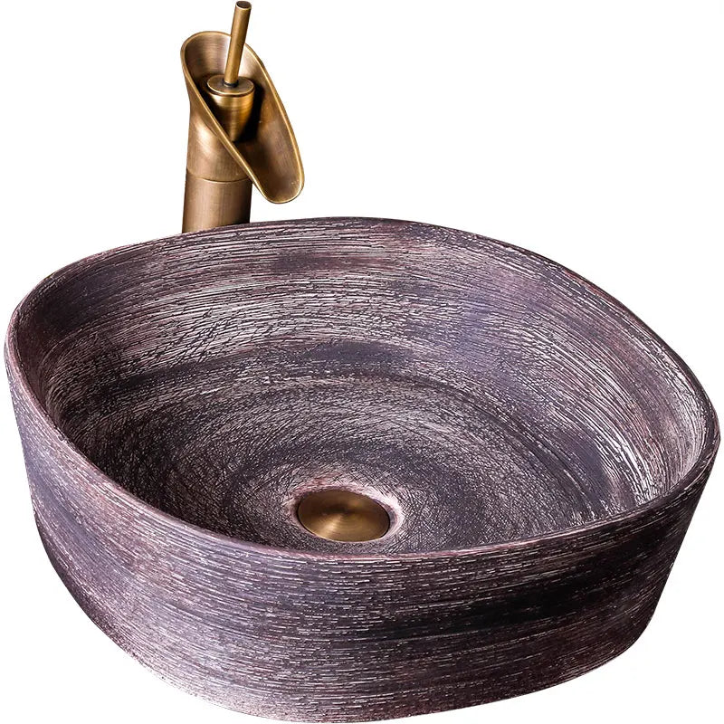 Chinese Cloakroom bathroom sinks ceramic art round bowl sink  Counter Top porcelain wash basin