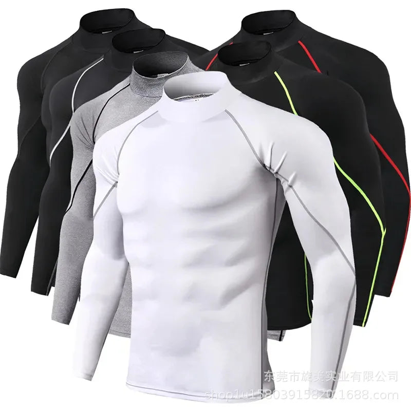 Men Long Sleeve T-Shirt Running Gym Workout Sportswear Training Compression Tshirt