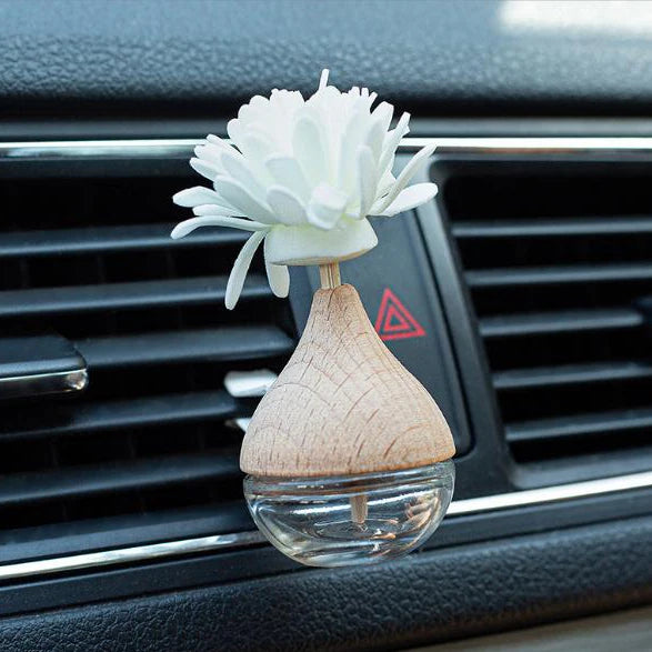 Luxury 6ml Empty Wooden Cap Transparent Color Glass Perfume Fragrance Car Vent Diffuser Clip Essential Oil Bottle