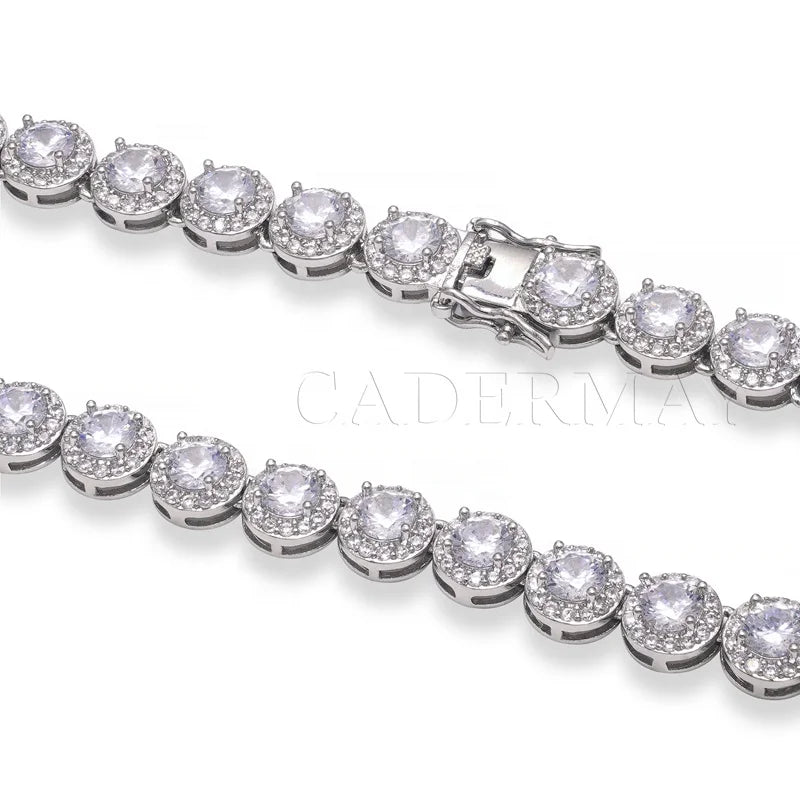 Cadermay D VVS Moissanite Pass Diamond Tester S925 Sterling Silver 5mm Main Stone 8mm Wide Trendy Hip Hop Jewelry Tennis Chain