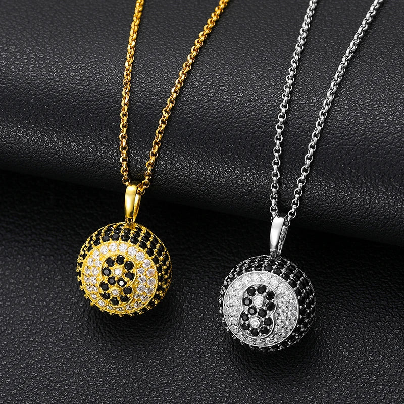 Iced Out Billiards Pendant Jewelry Gold Plated 925 Sterling Silver VVS D Color Moissanite Hip Hop Pendant Necklace