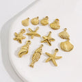 Ocean Starfish Conch Seashell Metal 18k Gold Plated Stainless Steel DIY Jewelry Making Pendants & Charms Fashion Accessory