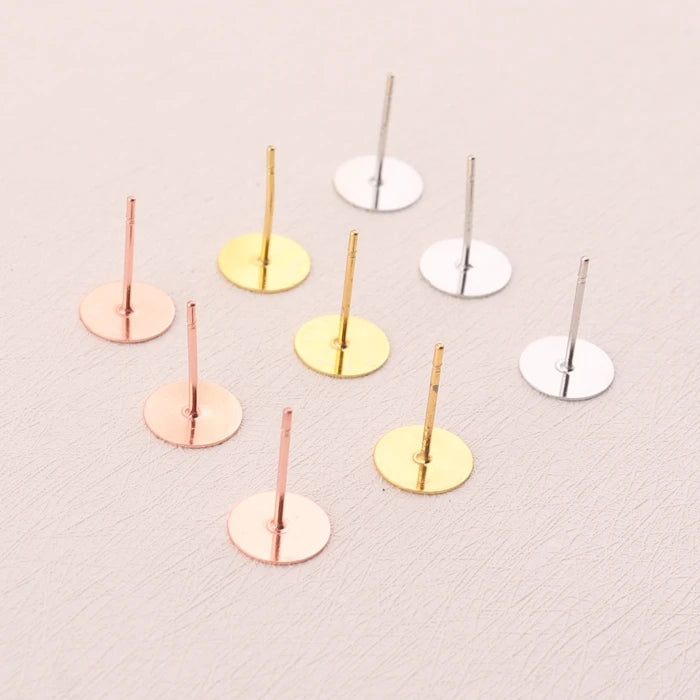 Fancy Rose Gold Color Blank DIY Jewelry Making Earring Post Metal Earring Stud Base Pin