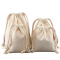 Personalized Custom Logo Small Jewelry Packaging Wedding Favor White Cotton Canvas Drawstring Pouch