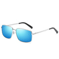 Men's Stylish Driving Sunglasses Single Beam Small Square Metal Frame UV400 Polarized Fashionable Anti-Glare Sunglasses