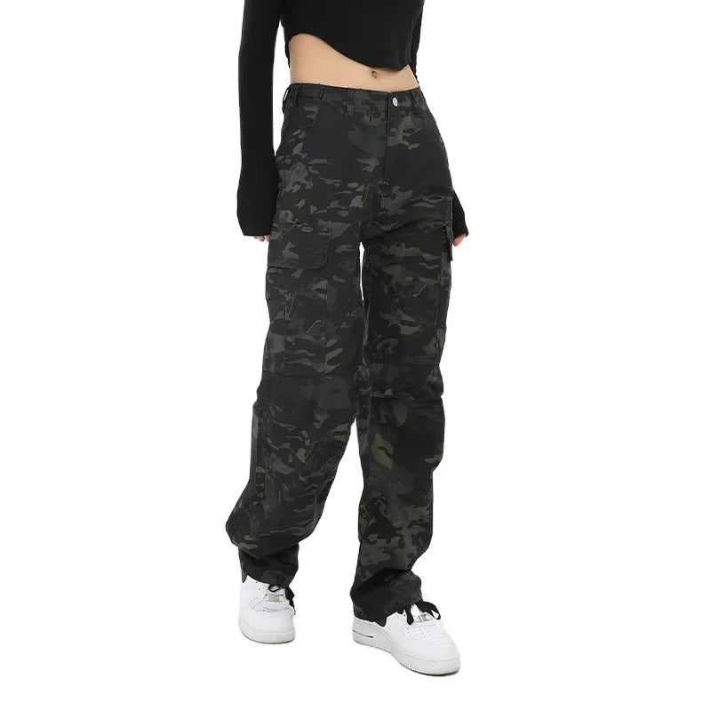 Dark Camo Outdoor Tracking Pant 2022 Boys Cargo Pants Straight Pocket Design Camo Cargo Pants Women