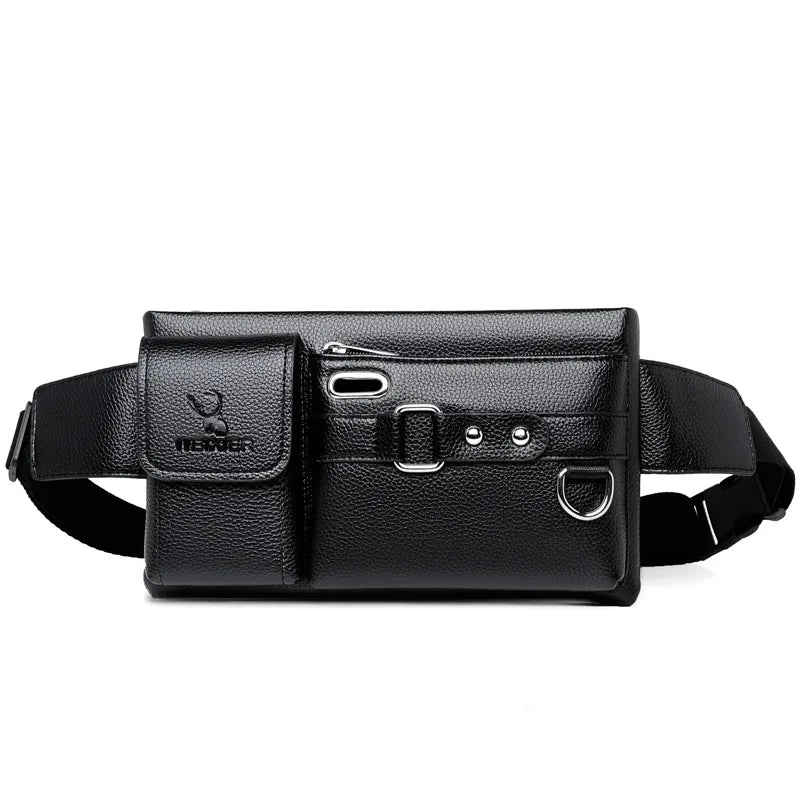 New England Style WEIXIER New Retro PU Leather Waist Bag Outdoor Leisure Earphone Hole Chest Bag Fashion Shoulder Bag