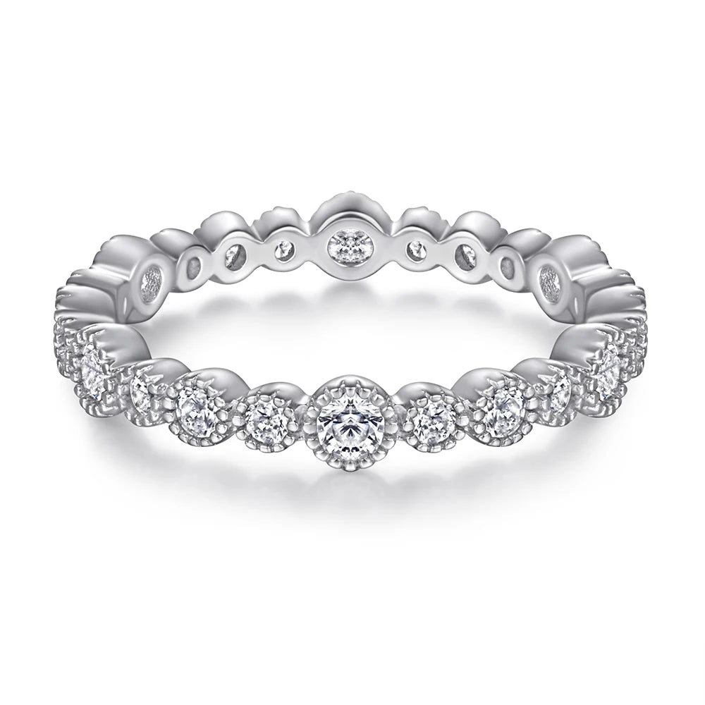Elegant Jewelry Supplier Silver 925 Round Brilliant Cut Rhodium Plated AAA Zirconia Ring Wholesale OEM/ODM Factory Supply