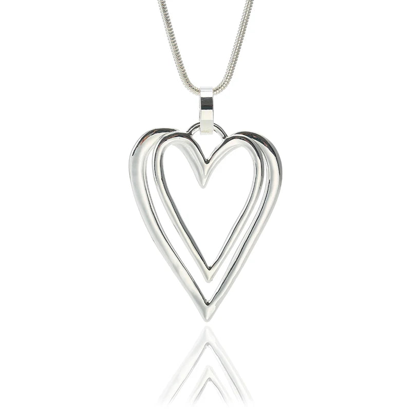 Shiny Silver Heart Shape Short Snake Chain Pendant Necklace for Women Teens Girl by Welbijoux