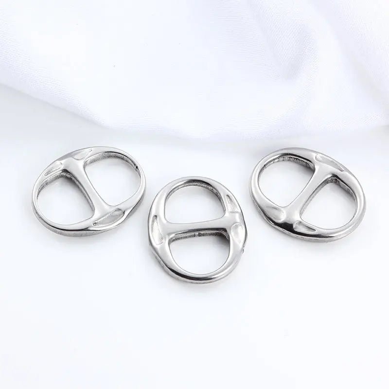 Stainless Steel Oval Character Pendant Vacuum Furnace Internal Plating Gold Accessories DIY Necklace Bracelet Pig Nose Accessor