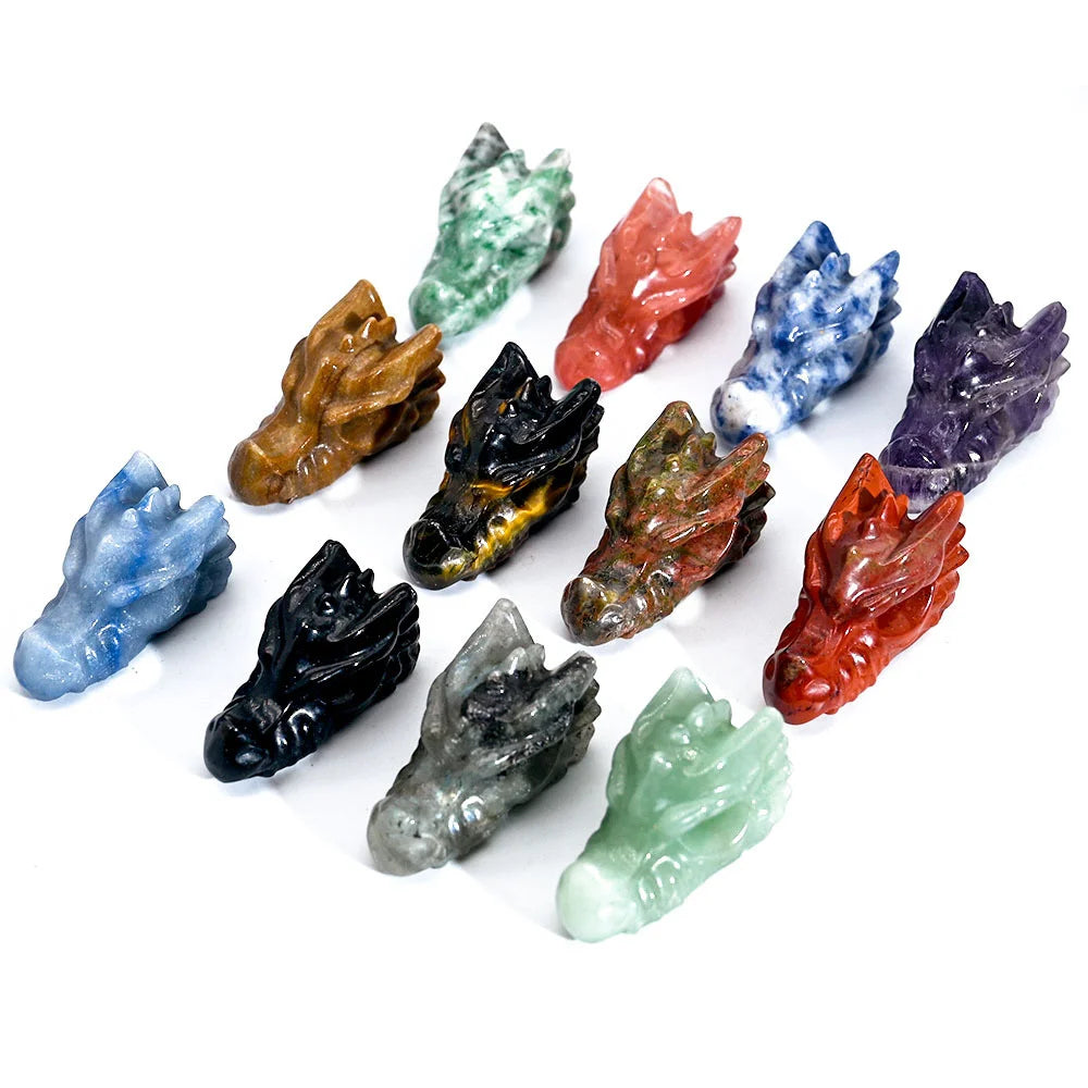 Wholesale Quartz Stone Crystal Carvings Natural Amethyst Gemstone Carved Crystal Dragon Head Sculpture