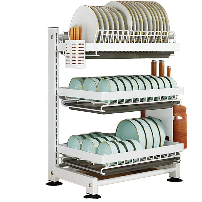 Classic Black Metal Utensil Organizer Rack Wall-Mounted Standing-Style Non-Folding Multifunction for Dining Table Dish Storage