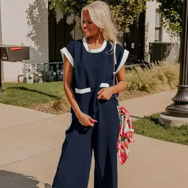 Women's Custom Woolen Pocket Knit Dress Crew Neck Solid Pattern Maxi Length Jumpsuit Casual Evening Spring Winter Sweating
