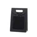 China Yiwu Suppliers Wholesale Craft Paper Material Food Package Transparent Window Black Gift Bag for Wedding Parties Souvenirs