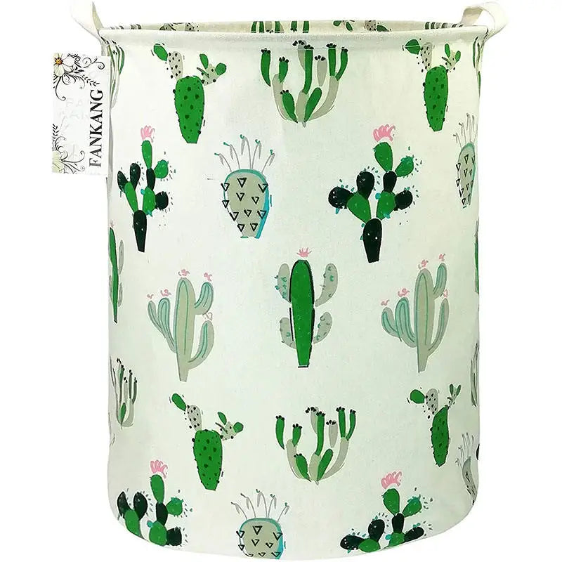 Hot Sale Foldable Waterproof Laundry Basket for Clothes Round  Storage Bin Canvas Fabric Storage Basket