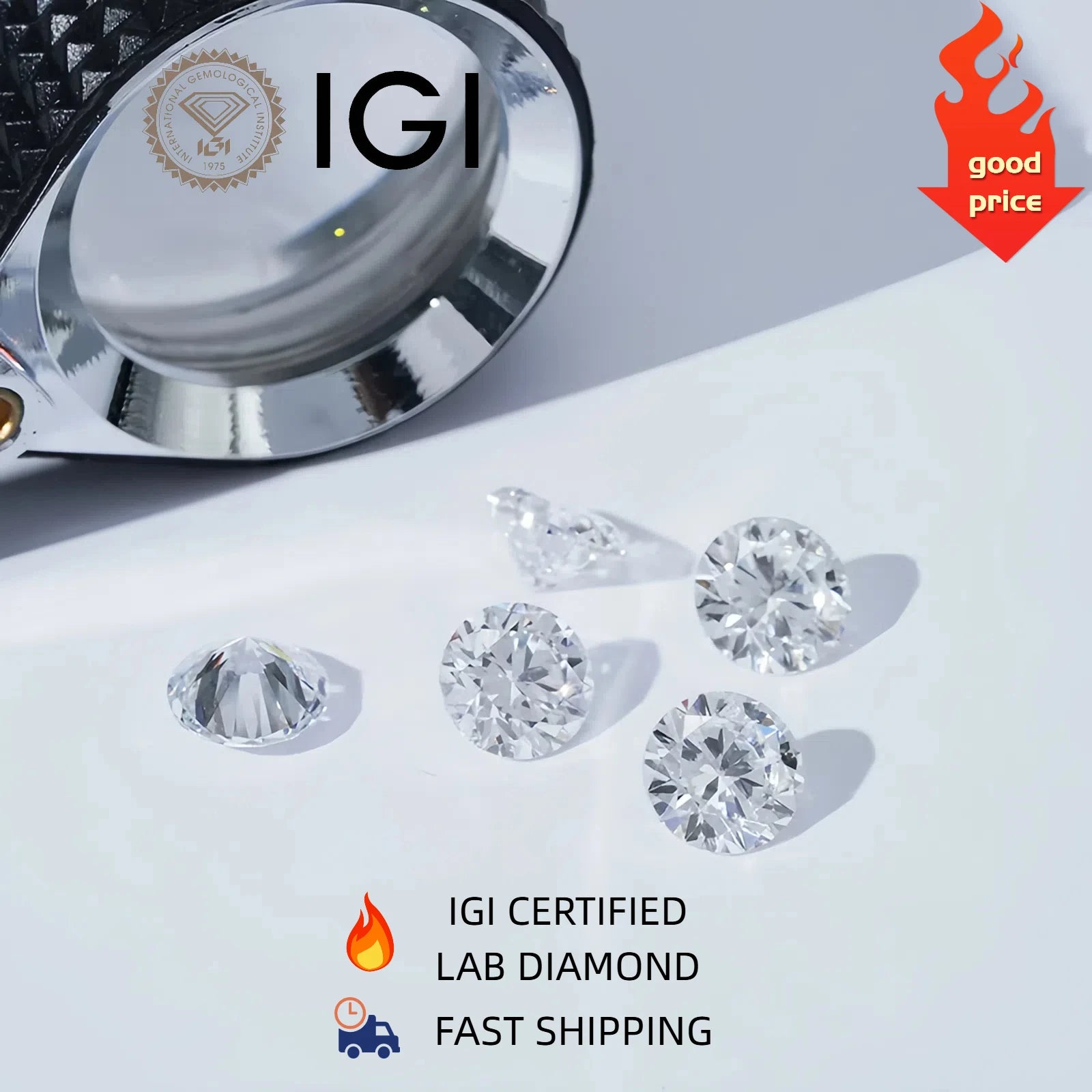Starsgem 0.5ct 1.0ct  Round Shape HPHT Loose Lab Grown IGI Cultivated Diamonds