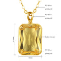 Ladies Citrine Square Big Gemstone Pendant 925 Silver Fine Jewelry Bijoux En or Pur  Luxury Bridal 18K Gold Pendant Necklace
