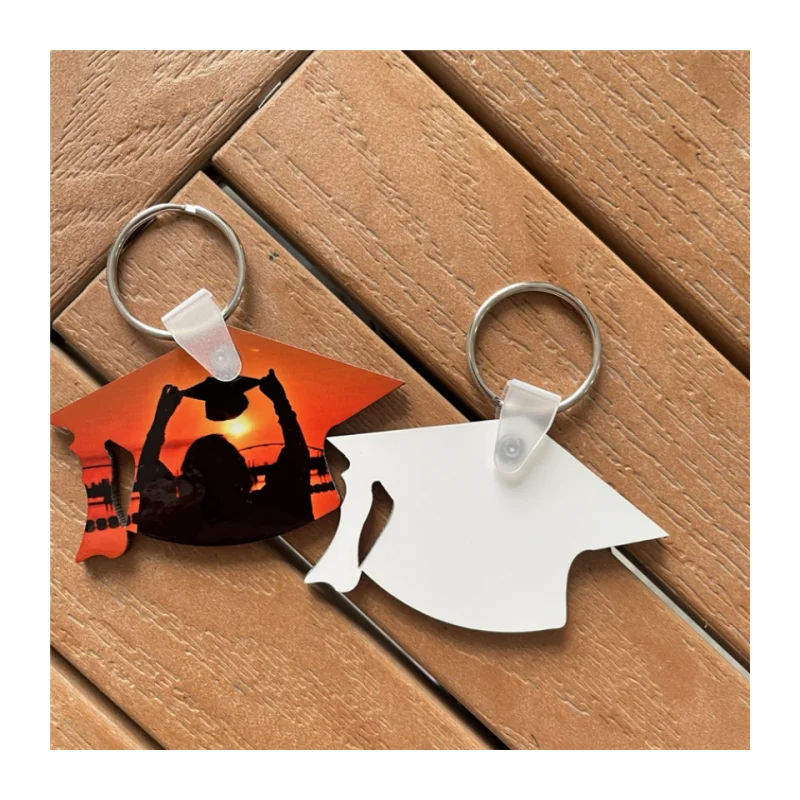 MDFSUB New Design Sublimation Mdf Grad Keychain Double-sided Graduation Keychain 40x65mm Mdf Grad Sublimation Keychain Blanks