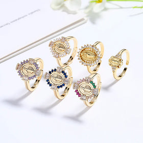 Hd Colorful Cubic Zirconia Harmony Wholesale Religious Cross Zircon Rings for Girls in 18K Gold Plated Jewelry Elegance