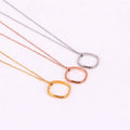 Simple Stainless Steel Chain Cubic Zirconia CZ Stone Setting Square Ring Pendant Necklace
