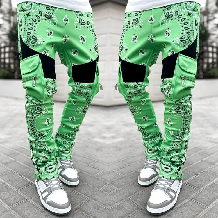 Mens Paisley Sublimation Print Sweatpants Streetwear Fashion Style