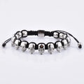 Fashion Custom Braided Personalized Charm Silver Skull Braided Adjustable Mens Bracelet