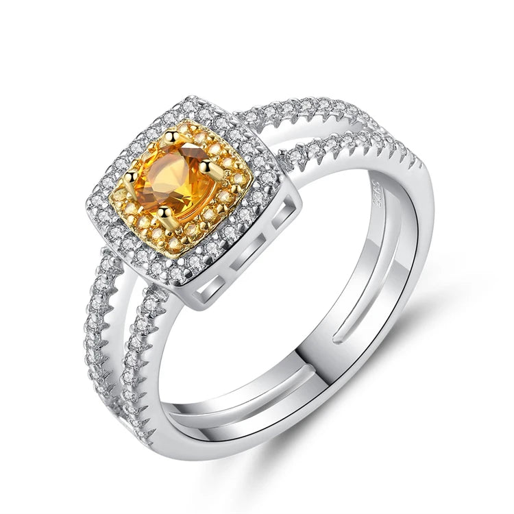 925 Fine Sterling Silver Square Diamond Zircon Rings for Women Fashion Jewelry Accessory