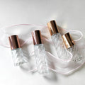 Essential Oils Roll on Bottle Swirl Shaped 5ml 10ml clear Glass Bottle with Metal Roller Glass Roller Shiny Rose Gold Cap
