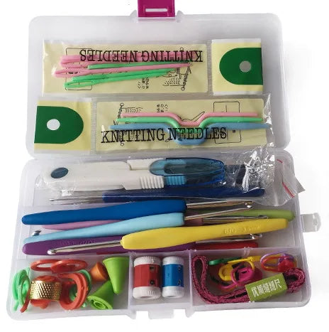 Crochet Hook Set Yarn Circular Knitting Needles Set with Soft Handle TPR Custom Crochet Needles Sewing Accessories